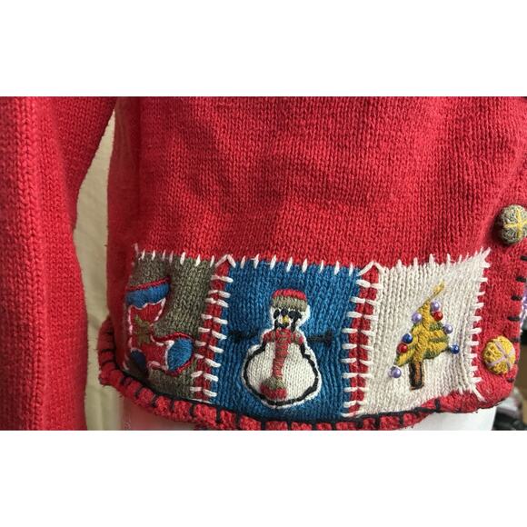 Vintage Rebecca Stone Women’s Small Christmas Holiday Sweater, Quilted Patchwork - Picture 6 of 12